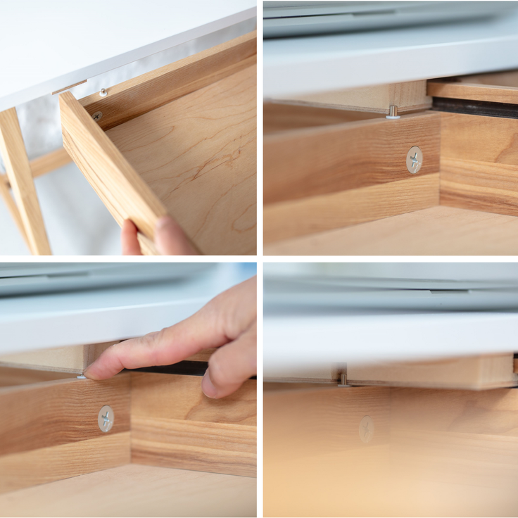 Ragaba Eckschreibtisch mit Schublade und Fußstütze, MDF & Massives Eschenholz, 115x85 cm, Salbei Grün, Links – Bild 3
