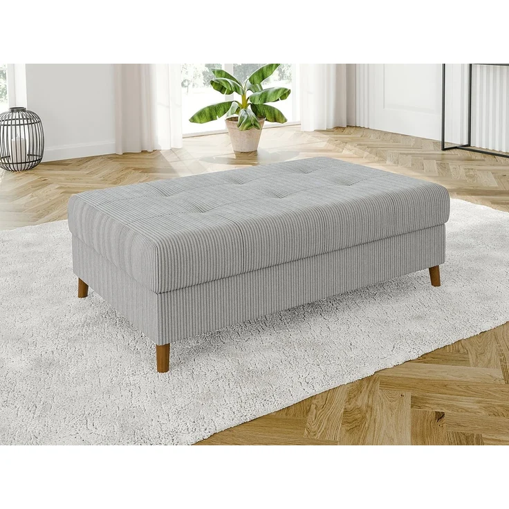 S-Style Möbel Polsterhocker Zara mit Braun Holzfüßen im skandinavischen Stil aus Cord-Stoff, mit Wellenfederung – Bild 1