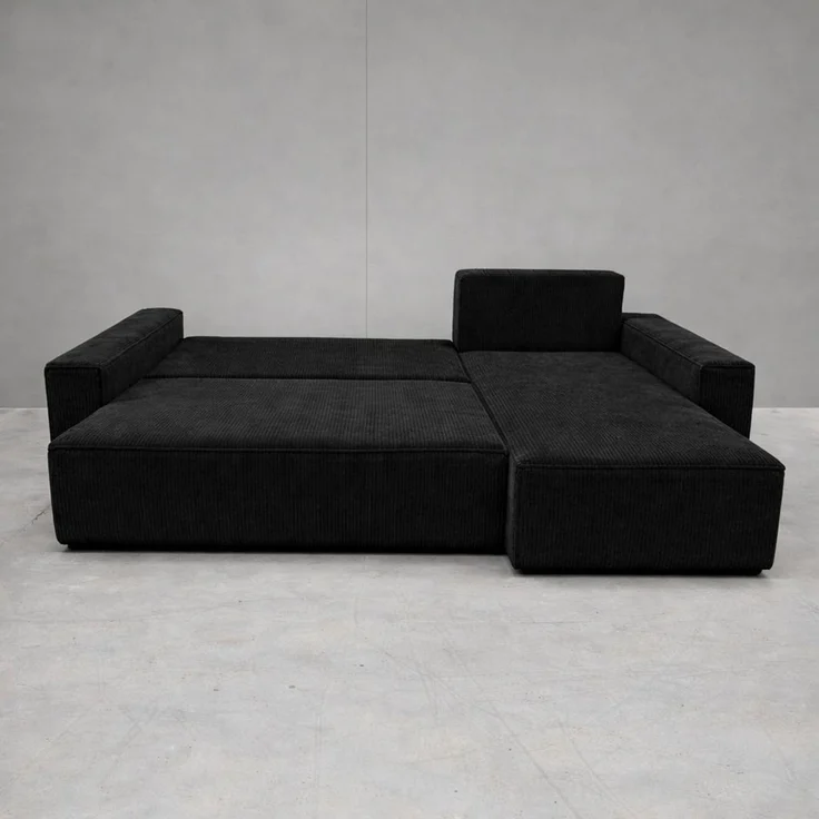 KRISAN MÖBEL Ecksofa EDEN in Schwarz 235 x 75 x 144 cm, modernes Ecksofa mit Schlaffunktion Links und Rechts montierbar – Bild 2