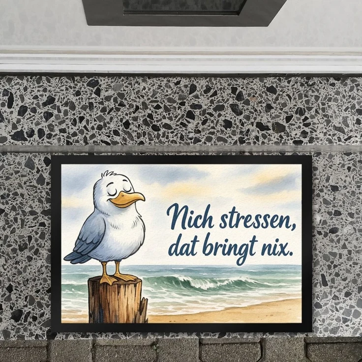 speecheese Fußmatte Möwe Nich stressen auf Aquarell Fußmatte XL in 40x60 cm – Bild 2