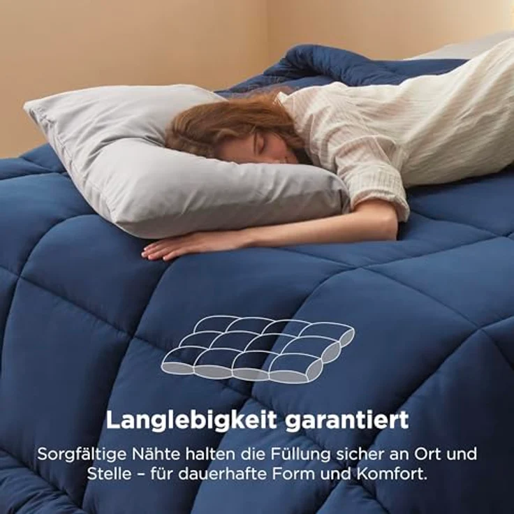BEDSURE Bettdecke 200x200 Winterdecke 450gsm - Warm Winterdecke 200x200 cm für Winter, Waschbar Dicke Winterbettdecke, Marineblau – Bild 6