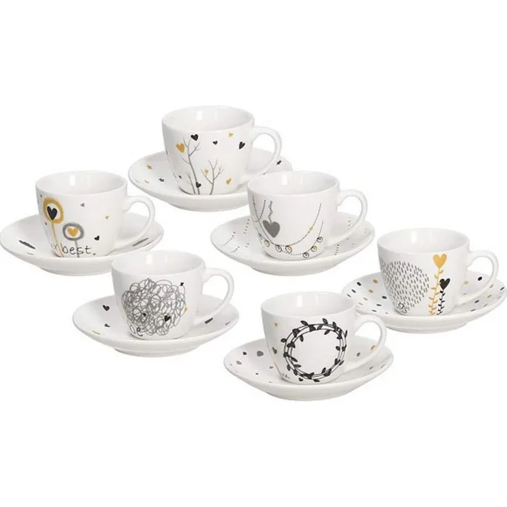 Tognana IR685345563 Espressotasse mit Untertassenn, Porzellan, 6 Stück