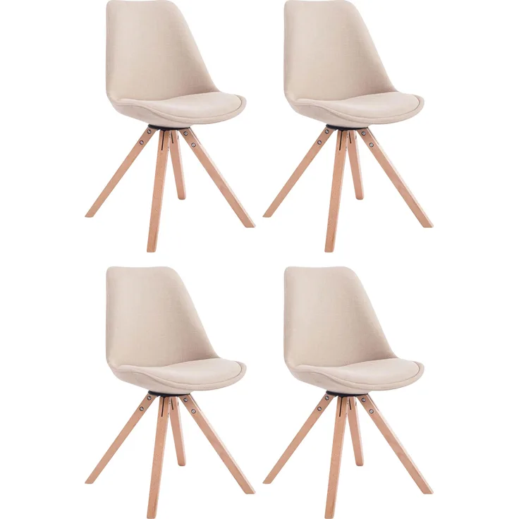 4er Set Besucherstuhl SYDNEY - Stoff Creme 48x56x84 cm | Besucherstühle Konferenzstuhl Wartezimmerstuhl Bürostühle Bürostuhl Konferenzraum Wartezimmer