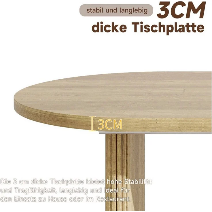 Celya Esstisch Ausziehbarer Esstisch 140/200 * 90 cm, geeignet für 6–8 Personen (mit abgerundeten Ecken, verdickte Tischplatte, im einfachen Stil) – Bild 3