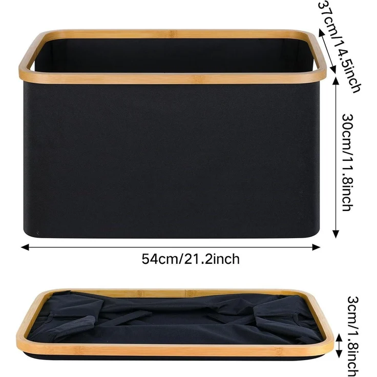 Faltbarer Wäschekorb 60L Bambus Stoff Storage Basket Aufbewahrung Klappbar – Bild 2