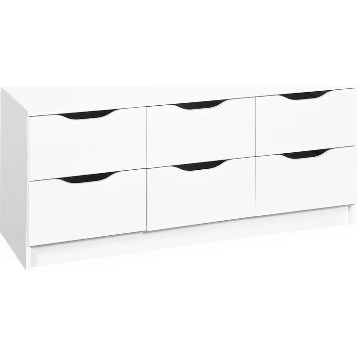 Inter Link Kommode WESTPHALEN 6-B Weiß mit 6 Schubladen, 122x40x50 cm