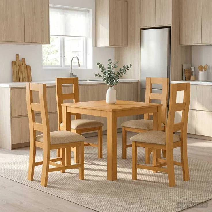 vidaXL Essgruppe LELYSTAD 5 stk. Beige 90 x 90 x 75 cm 3430342 – Bild 1
