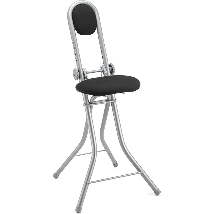 Ribelli® Stuhl mit Verstellbarer Rückenlehne, für Küche, Büro, Küche, Stuhl, höhenverstellbar, ca. 102 x 46,5 x 10 cm, Silber/schwarz