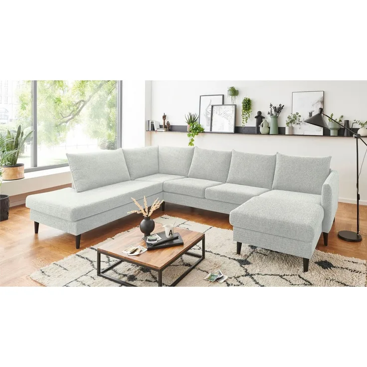 ATLANTIC home collection Wohnlandschaft Rekvik U-Form, mit Wellenunterfederung, mit Massivholzfüßen