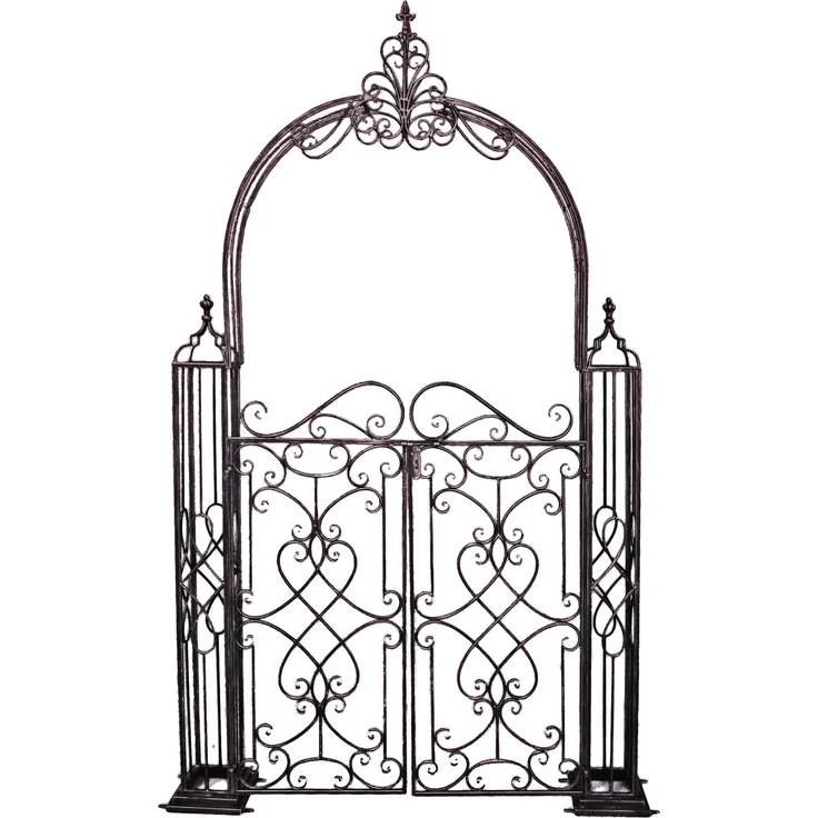 Pforte CLARA mit Rosenbogen - Stahl Schwarz 245x150x23,5cm | Eingangstor Gartentor Fußgängertor
