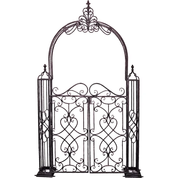 Pforte CLARA mit Rosenbogen - Stahl Schwarz 245x150x23,5cm | Eingangstor Gartentor Fußgängertor
