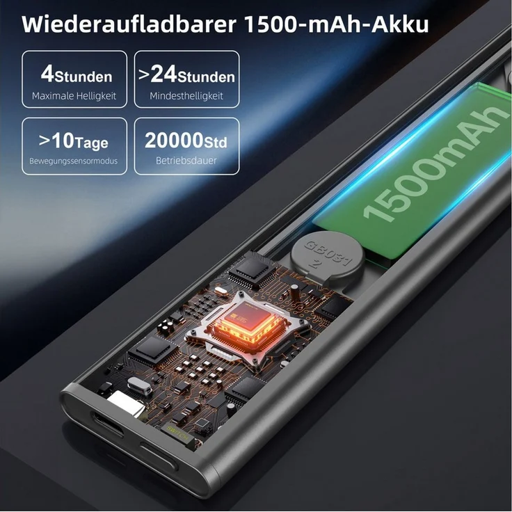 ANYSUN LED Lichtleiste ohne Kabel, RGB Schrankbeleuchtung mit Bewegungsmelder und Lichtsensor, 40 cm, 1500 mAh Akku, LED fest integriert, Farbwechsler, Kaltweiß, Aufladbar Unterbauleuchte Stimmungslicht für Wohnzimmer Schlafzimmer – Bild 4