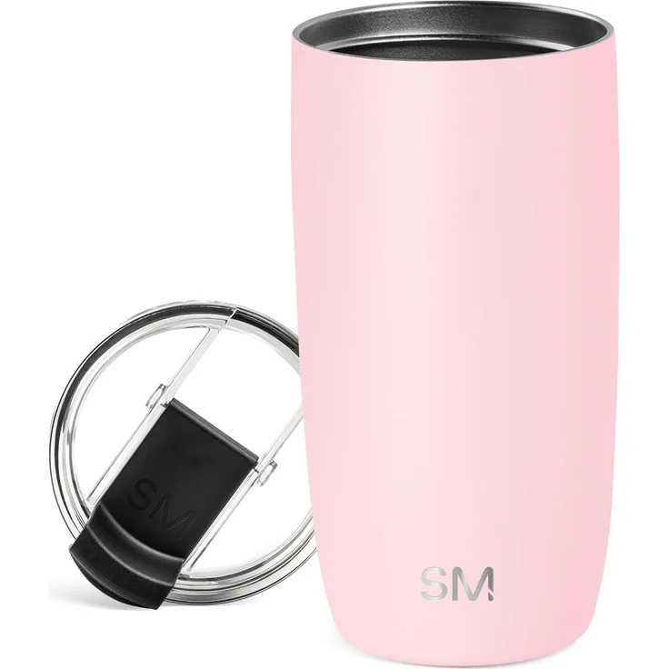 Simple Modern Thermobecher Kaffeebecher to go mit Klappdeckel | Isolierter Edelstahl-Kaffeebecher | Geschenke für Frauen und Männer | Voyager | 470ml | Blush
