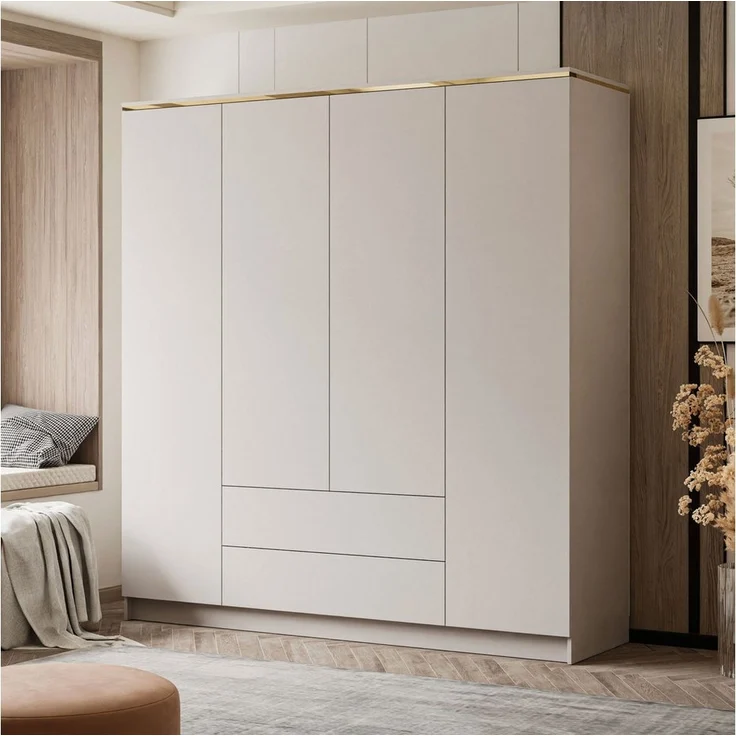 Lookway Kleiderschrank AURORA 4D2SZ KASCHMIR mit Schubladen Breite: 200 cm – Bild 1