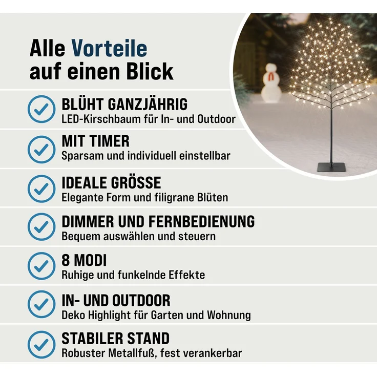 Deuba Kirschblütenbaum 220 cm 220 LED warmweiß Fernbedienung – Bild 9