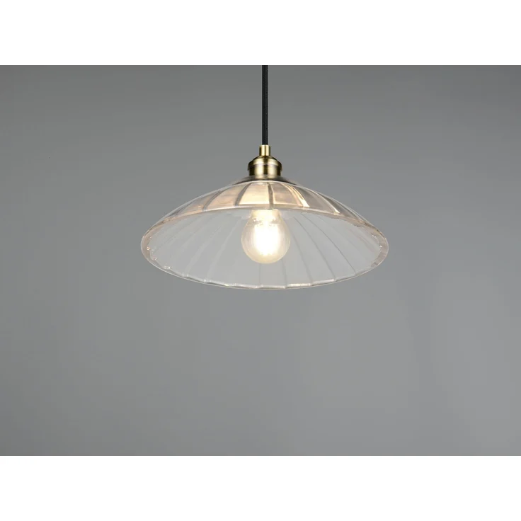 Pendelleuchte ELUNA einflammig, Altmessing mit Glasschirm klar, Ø 29,5cm – Bild 5
