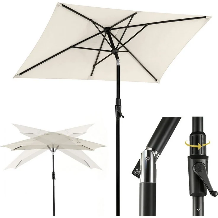 Sekey Sonnenschirm Rechteckig Marktschirm Neigbar mit Kurbel Sonnenschirm Groß, LxB: 300x200 cm, Sonnenschirm 300x200 cm, Gartenschirm Outdoor Wetterfest, Knickbar – Bild 1