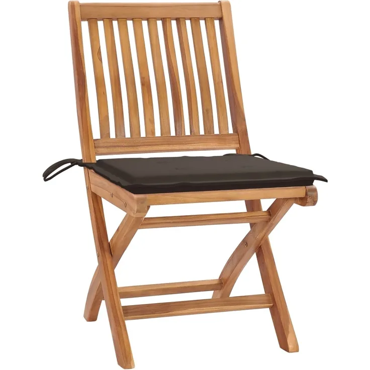 vidaXL Klappbare Gartenstühle mit Kissen 4 Stk. Massivholz Teak 3072815