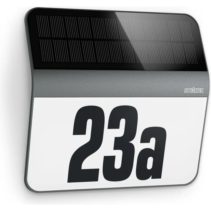 STEINEL LED-Hausnummernleuchte XSolar, LH-N, Solarleuchte, 1100 mAh LiFe-Akku, Dämmerungsschalter, Anthrazit