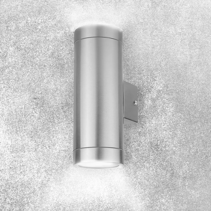 Grafner Außen-Wandleuchte Wandlampe Edelstahl Leuchte Lichtschein Up Down Oben Unten, ohne Leuchtmittel, Maße: ca. 10,5 cm x 7,6 cm x 21 cm – Bild 2