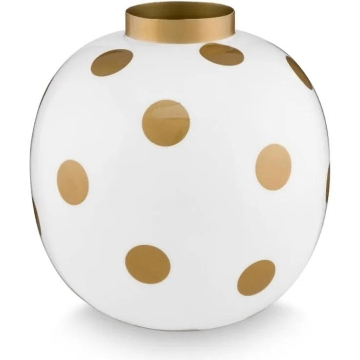 Vase Dots WeißGold 23cm