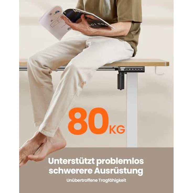 ErGear Elektrisch Höhenverstellbarer Schreibtisch 160x80 cm, Schreibtisch Höhenverstellbar mit 4 Memory-Funktion, Gaming Tisch mit Vierteilige Tischplatte – Bild 6