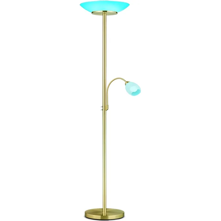 RGB LED Stehleuchte, Glas, weiß, Flexo, messing, H 180 cm, GERRY