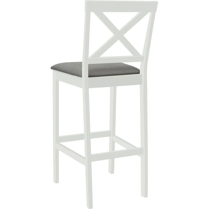 vidaXL Barhocker 2 stk. Weiß und Grau Massivgummi Holz und Stoff 42047609 – Bild 4