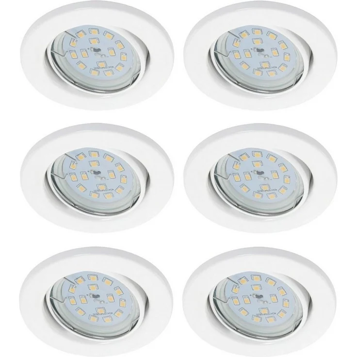 TRANGO LED Einbauleuchte, 6er Set 6729-066MO LED Einbaustrahler in Weiß matt schwenkbar inkl. 6x3000K warmweiß Ultra Flach LED Modul, Einbauspots, Deckenstrahler, Deckenlampe, Badleuchte, Deckenleuchte, Spots – Bild 1