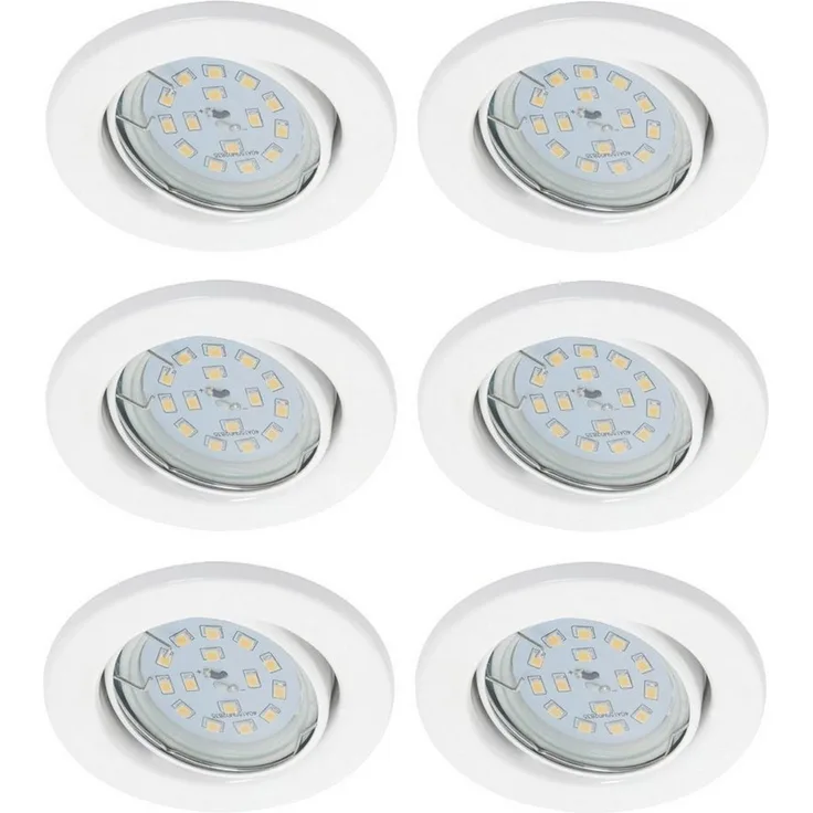TRANGO LED Einbauleuchte, 6er Set 6729-066MO LED Einbaustrahler in Weiß matt schwenkbar inkl. 6x3000K warmweiß Ultra Flach LED Modul, Einbauspots, Deckenstrahler, Deckenlampe, Badleuchte, Deckenleuchte, Spots