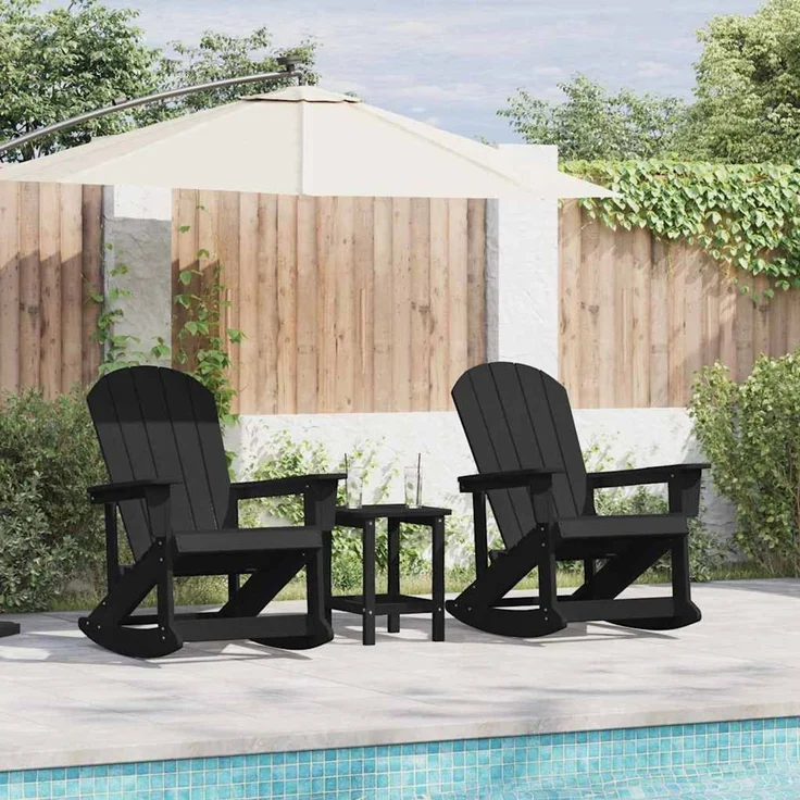 vidaXL Adirondack Schaukelstühle 2 Stk. Schwarz HDPE 3335836 – Bild 1