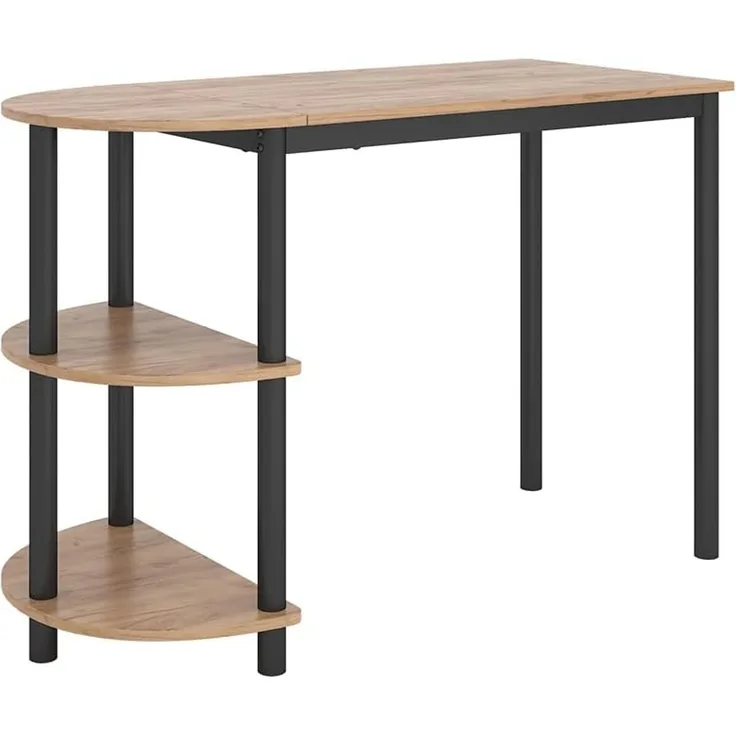 Küchentisch Freetown Goldkraft Eiche/Schwarz 110 x 50 cm mit offene Ablagen Vicco