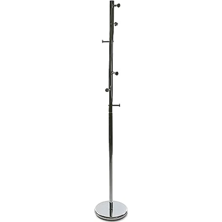 Versa Ruan Minimalistischer Garderobenständer für den Eingangsbereich, mit 6 Haken oder Kleiderbügeln für Kleidung oder Taschen, Maßnahmen (H x L x B) 174 x 28 x 28 cm, Metall, Farbe: Silber – Bild 2