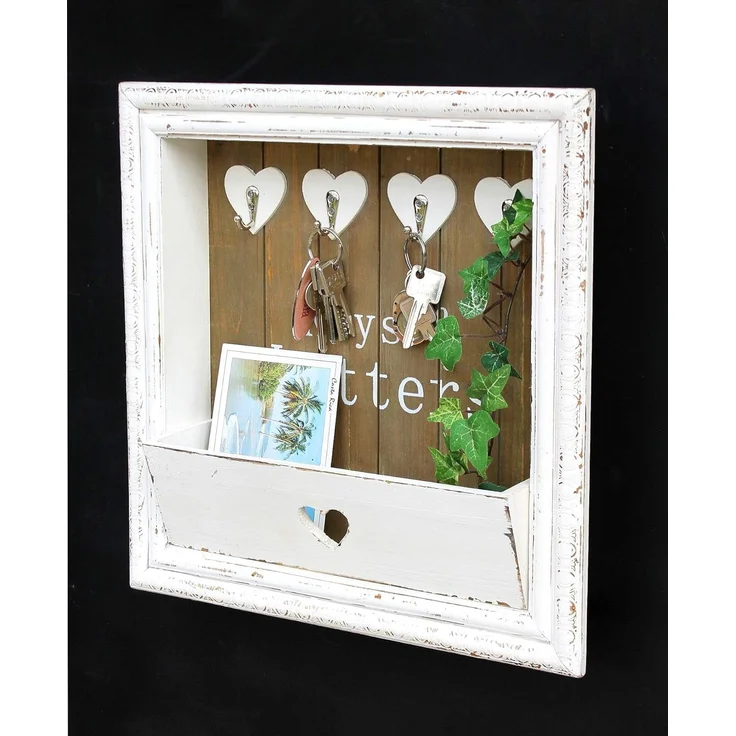 Wandorganizer Vintage Schlüsselboard Holz Ablage 93857 Briefablage Shaby Chic – Bild 8