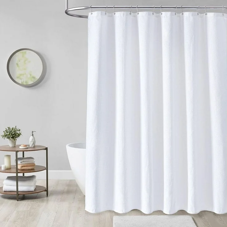 Diwzbyn Duschvorhang aus Waffelstoff, wasserabweisend, waschbar & extra dick Breite 180 cm (1-tlg), strukturierter Stoffvorhang für Badezimmer – Bild 2