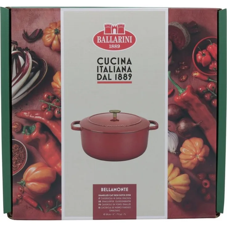 Ballarini 'Bellamonte' Cocotte, Gusseisentopf mit Deckel, Rot Rund 4