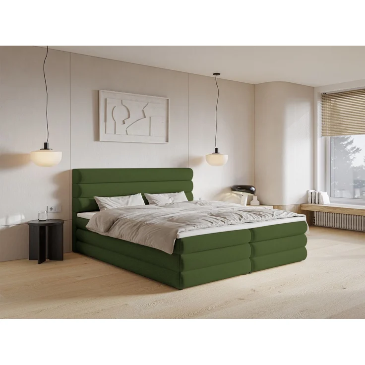 Selsey 'Alegre' Boxspringbett mit Bettkasten, olivgrün, 140x200 cm – Bild 2