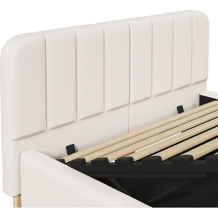Polsterbett mit LED-Beleuchtung und Stauraum, 180x200 cm, gepolsterter Kopfteil, Doppelbett, Stauraumbett, Chenille – Bild 10