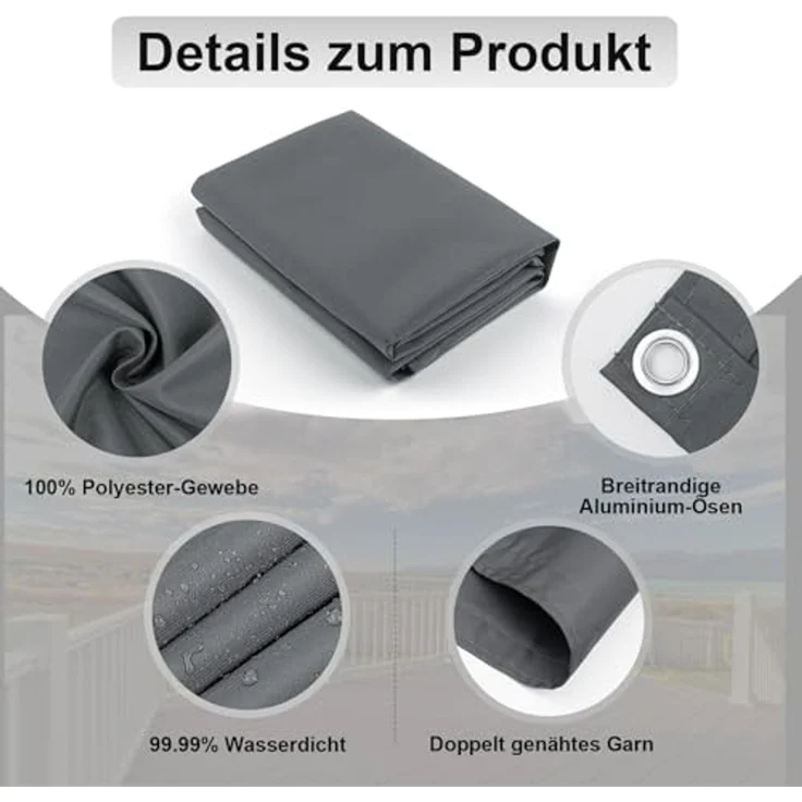 AXT SHADE Balkon Sichtschutz Wetterfest 75x400 cm Balkonverkleidung Balkonabdeckung Balkonbespannung Blickdichte Windschutz und UV-Schutz mit Kabelbinder für Balkongeländer-Anthrazit – Bild 3
