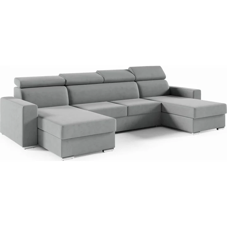 Ecksofa U-förmiges NELA Sofa mit Schlaffunktion und zwei Staufächern, Wohnzimmersofa, Couch, mit verstellbare Kopfstützen - Monolith 37, 96 x 170 x 325 cm – Bild 5