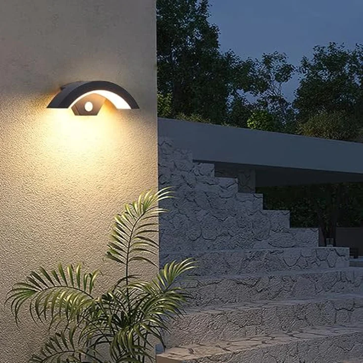 Comely 24W LED Außenwandleuchte mit Bewegungsmelder, IP65 wasserdicht, warmweiß 3000K, mattschwarz – Bild 2
