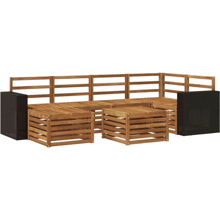 vidaXL Outdoor-Sofagarnitur 7 stk. 5-Sitzer Natur Massivholz Akazie 3384600 – Bild 2