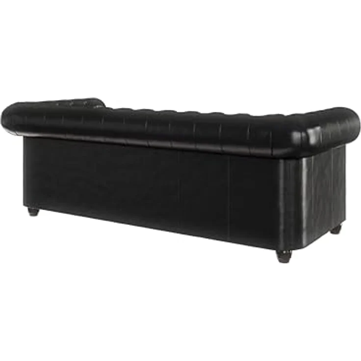 S-Style Möbel Chesterfield-Sofa Jeff 3-Sitzer aus veganem Leder mit Holzfüßen, mit Wellenfederung – Bild 5