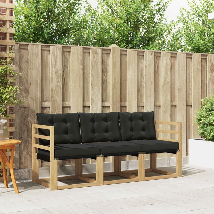 vidaXL Outdoor-Sofagarnitur 3 stk. 3-Sitzer Weiß und Schwarz 3389154 – Bild 1