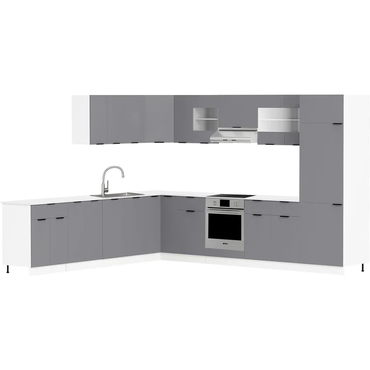 VCM Küchenmöbel Herdumbauschrank & Ofenschrank Fasola 919315 Weiß / Anthrazit H. 82 x B. 60 x T. 46 cm – Bild 3