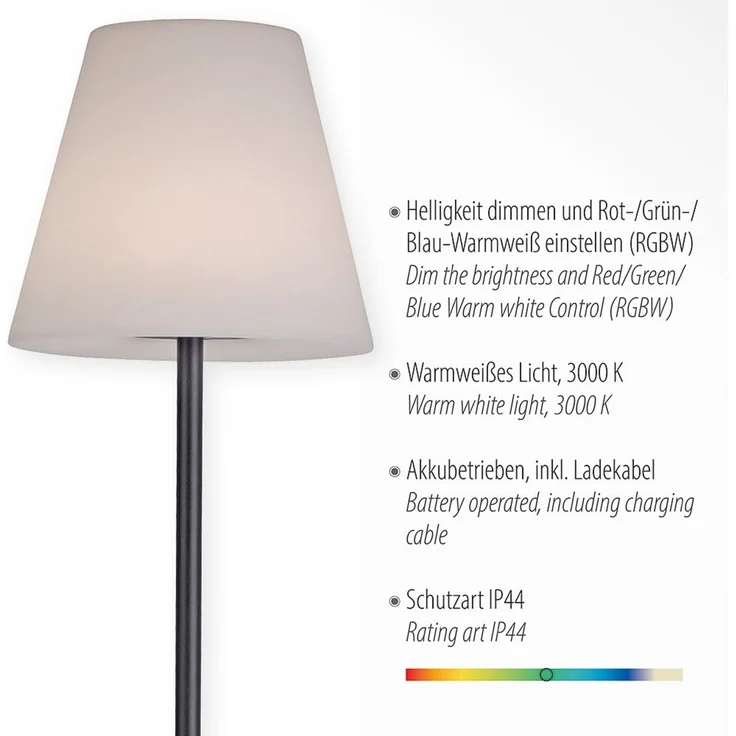 LED Tischlampe Steckleuchte, dimmbar, schwarz weiß, H 76 cm – Bild 6