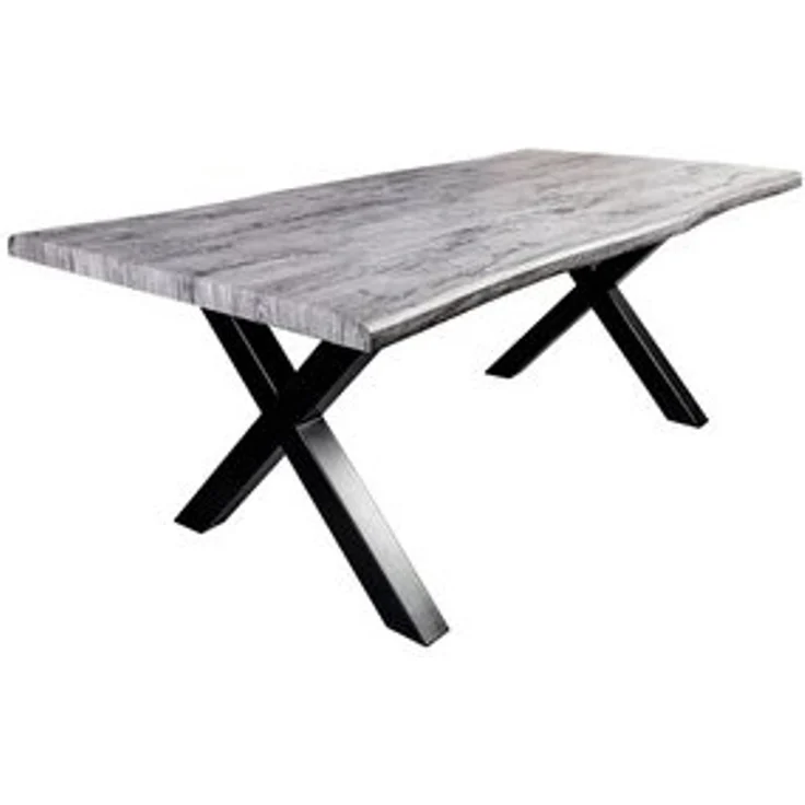 riess-ambiente Baumkantentisch WILD 200cm grau / schwarz · Küchentisch in Wildeichen-Design (Einzelartikel, 1-St), X-Gestell aus Metall · bis 8 Personen · Industrial-Stil – Bild 6