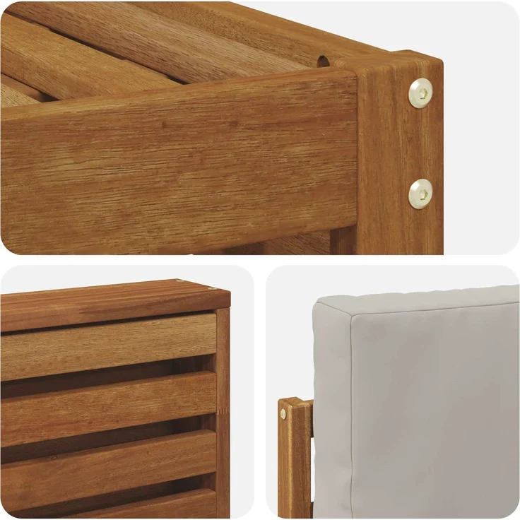 vidaXL Outdoor-Sofagarnitur 6 stk. 5-Sitzer Natur und Hellgrau 3375096 – Bild 6