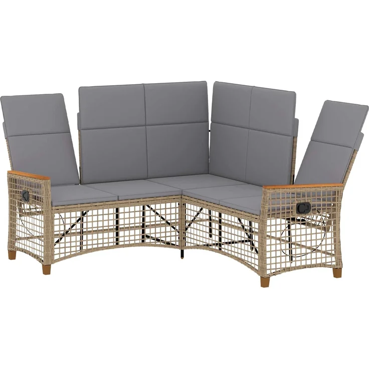 vidaXL Garten Liegesofa Set Beige und Hellgrau 164 x 164 x 112 cm 42026825 – Bild 4