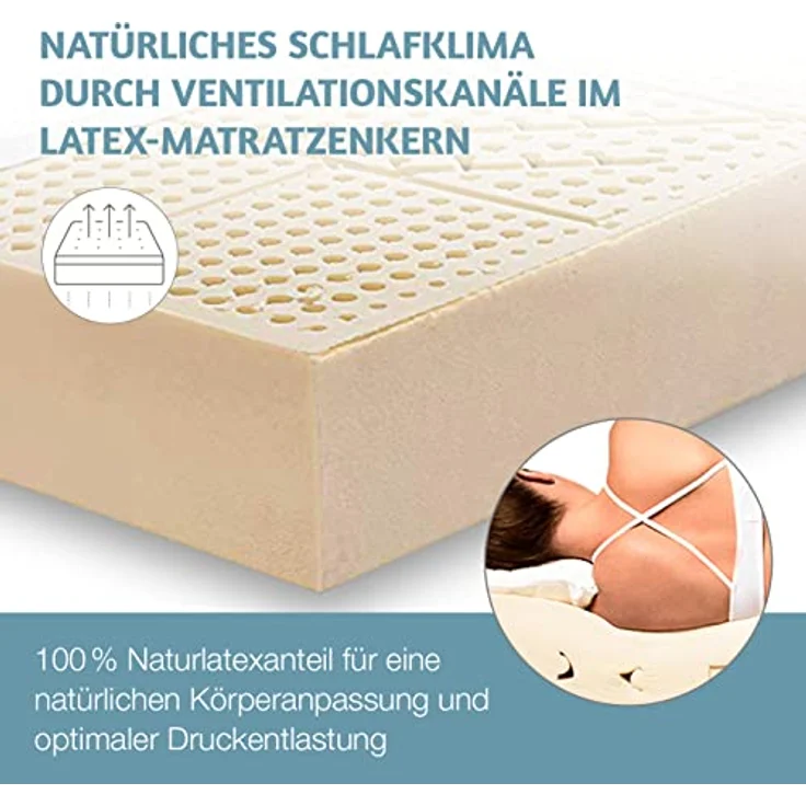 Latexmatratze Latexmatratze Ergo-NATURA Härtegrad H3 (RG 75. ., RAVENSBERGER Matratzen, Härtegrad H 3 (RG 75) 80x200 cm mit Baumwoll-Doppeltuch-Bezug – Bild 8